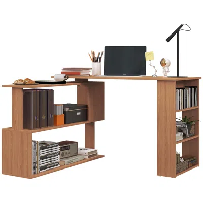 Hodetail 360â° Rotating Home Office Desk L Shaped Corner Computer Desk With Storage Shelves, Writing Table Wo