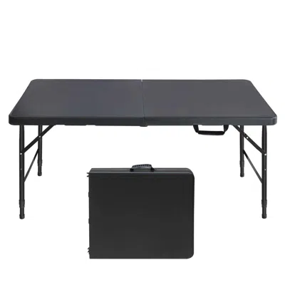 Hodetail 4ft Portable Folding Table Indoor & Outdoor Maximum Weight 135kg Foldable Table For Camping Black