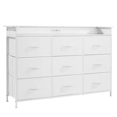 Hodetail 9 Drawer Dresser, Tall Drawer Dresser With Fabric Bin, Closet Storage Drawers With Sturdy Metal Fram