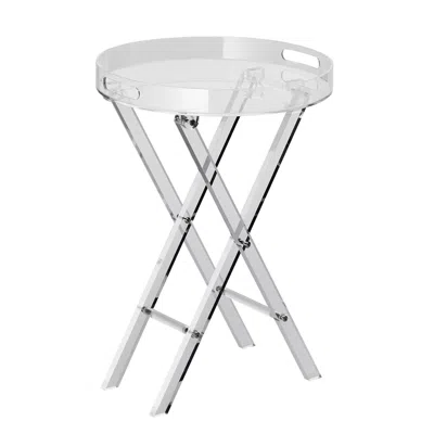 Hodetail Acrylic Folding Tray Table, Acrylic End Table With Folding X Leg, Clear Acrylic Side Table For Coffe