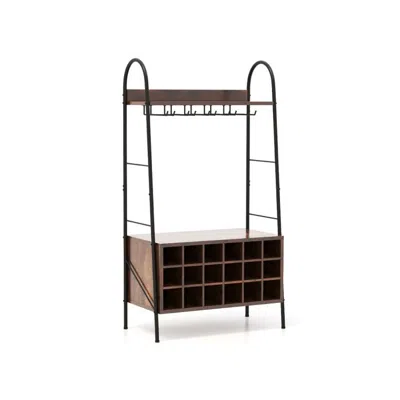 Hodetail Baker's Rack With Detachable Wine Rack And 5 Rows Of Stemware Holder