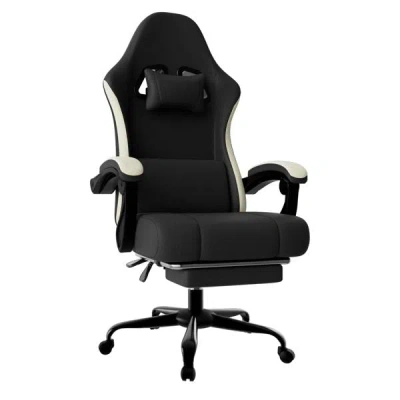 Hodetail Ergonomic Gaming Chair With Pocketed Spring Cushion, Breathable Fabric Computer Chair With Footrest,