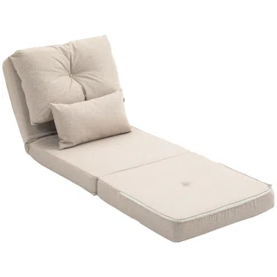 Hodetail Floor Chair, Convertible Floor Sofa Bed, Folding Upholstered Couch Bed With Adjustable Backrest, Bei