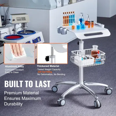 Hodetail Medical Cart, Salon Cart With Wheels, Mobile Trolley Cart 26.77"-42.91" Height Adjustable, Metal Sal