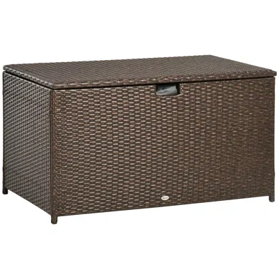 Hodetail Outdoor Deck Box, Pe Rattan Wicker With Liner, Hydraulic Lift, And A Handle For Indoor, Outdoor, Pat