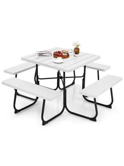 Hodetail Outdoor Picnic Table With 4 Benches And Umbrella Hole