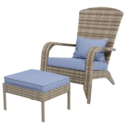 Hodetail Resin Adirondack Lounger With Ottoman: Comfort Design, Detachable Cushions, & Broad Armrests For Out