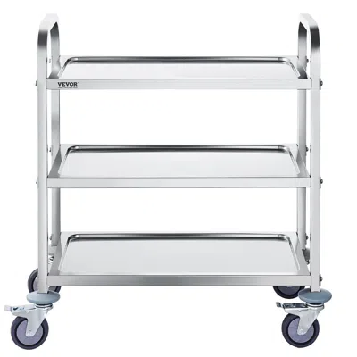 Hodetail Stainless Steel Cart, 3 Layers Lab Utility Cart 400 Lbs Weight Capacity, Medical Cart With Lockable 