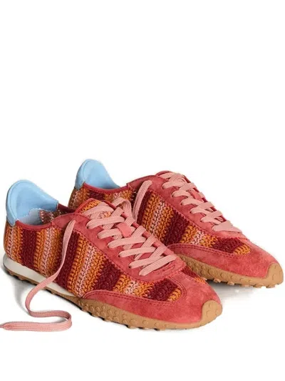 Hoff Bird Striped Crochet Sneakers In Orange