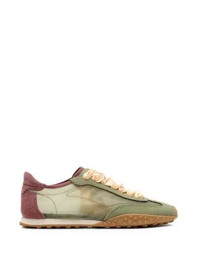 Hoff Bridge Gingham-lace Panelled Sneakers In Green