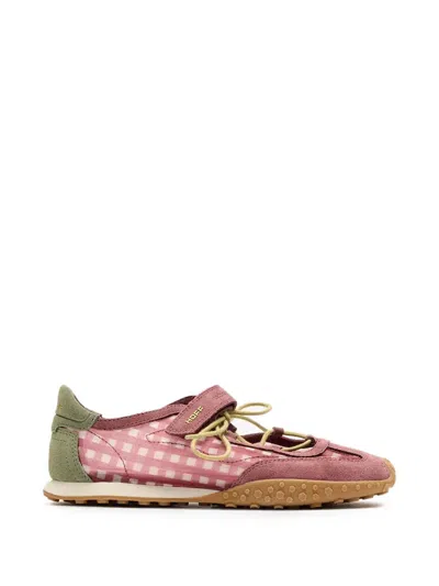 Hoff Bridge Gingham-pattern Touch-strap Sneakerinas In Brown