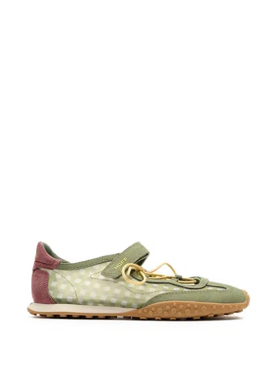 Hoff Bridge Gingham-pattern Touch-strap Sneakerinas In Green