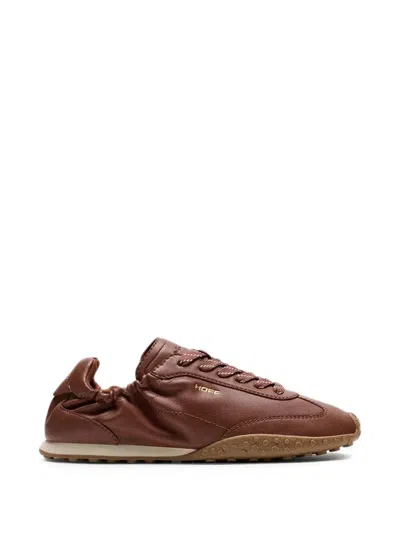 Hoff Bridge Ruched-detail Leather Sneakers In Red