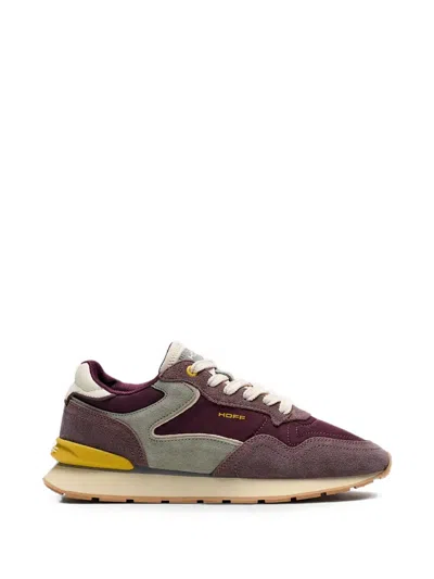 Hoff City Retro Suede-panelled Logo-print Sneakers In Burgundy