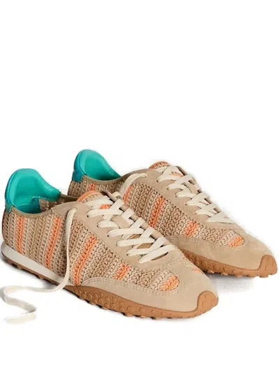 Hoff Striped-pattern Crochet Sneakers In Neutral