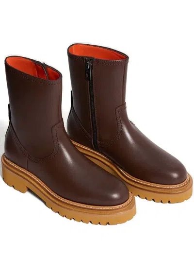 Hoff Zip-detail Platform Boots In Brown