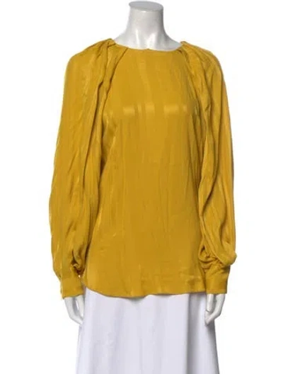 Pre-owned Hofmann Copenhagen Bateau Neckline Long Sleeve Blouse In Yellow