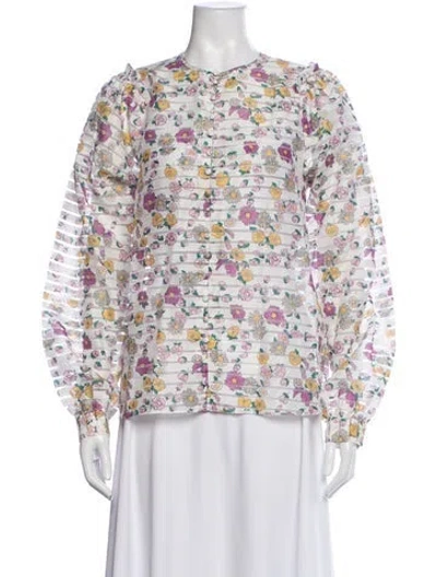 Pre-owned Hofmann Copenhagen Floral Print Crew Neck Blouse In Multicolor