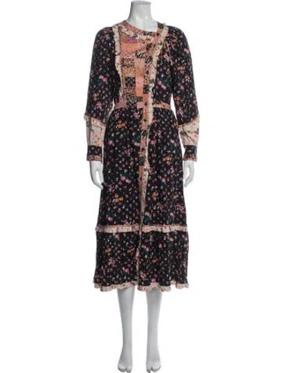 Pre-owned Hofmann Copenhagen Floral Print Long Dress In Blue
