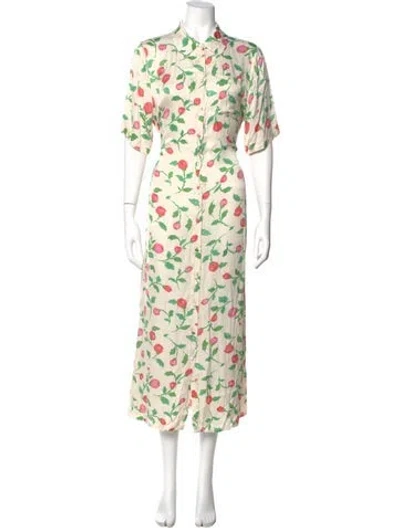 Pre-owned Hofmann Copenhagen Floral Print Long Dress In Neutral