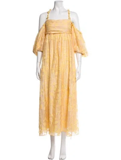 Pre-owned Hofmann Copenhagen Floral Print Long Dress In Yellow