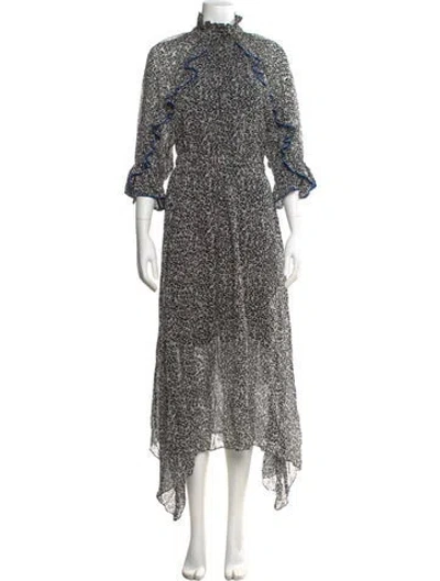 Pre-owned Hofmann Copenhagen Floral Print Midi Length Dress In Black