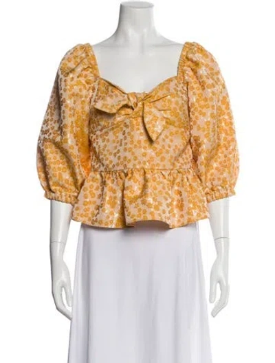 Pre-owned Hofmann Copenhagen Floral Print Square Neckline Blouse In Orange