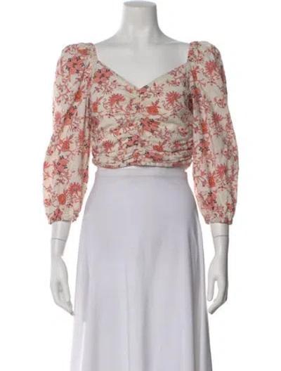 Pre-owned Hofmann Copenhagen Floral Print V-neck Crop Top In Multi