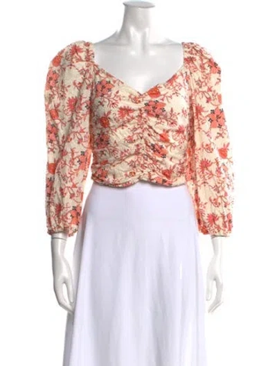 Pre-owned Hofmann Copenhagen Floral Print V-neck Top In Multi