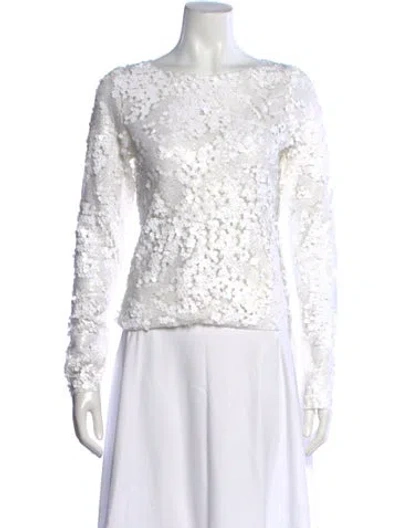 Pre-owned Hofmann Copenhagen Patterned Crew Neck Top In White