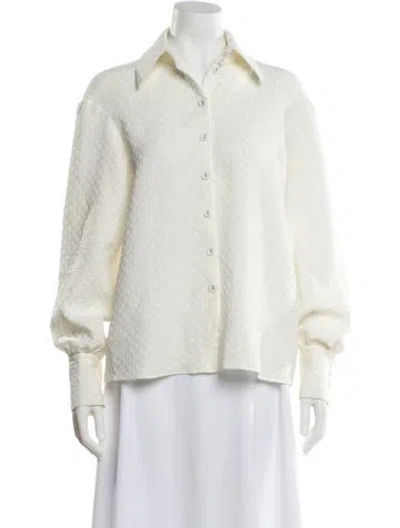 Pre-owned Hofmann Copenhagen Patterned Long Sleeve Button-up Top In White