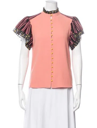 Pre-owned Hofmann Copenhagen Patterned Short Sleeve Top In Pink