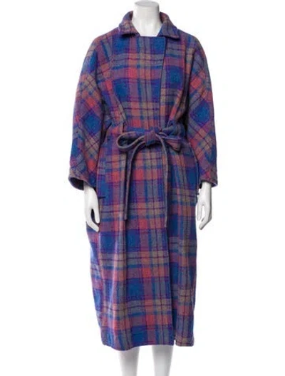 Pre-owned Hofmann Copenhagen Plaid Print Trench Coat In Purple