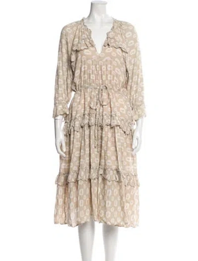 Pre-owned Hofmann Copenhagen Printed Midi Length Dress In Neutral