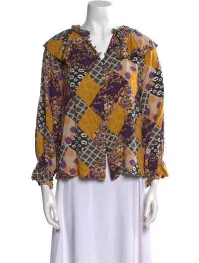Pre-owned Hofmann Copenhagen Printed V-neck Blouse In Multi