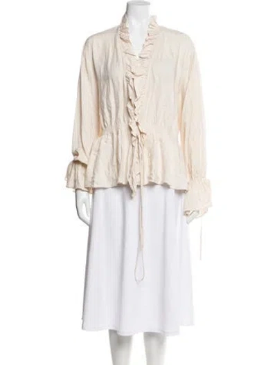 Pre-owned Hofmann Copenhagen V-neck Long Sleeve Blouse In Neutral