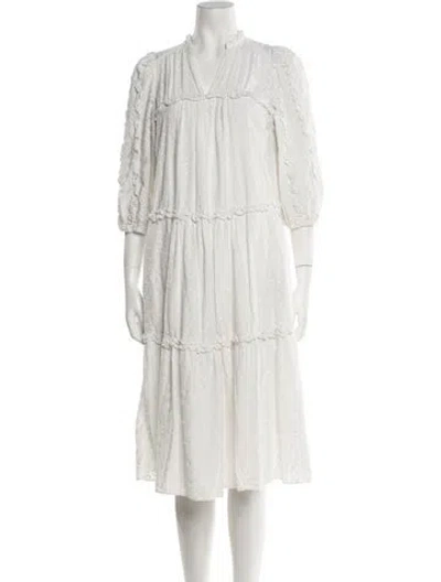 Pre-owned Hofmann Copenhagen V-neck Midi Length Dress In Neutral