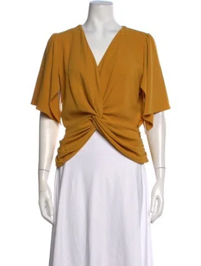 Pre-owned Hofmann Copenhagen V-neck Short Sleeve Top In Yellow
