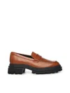 Hogan Round Toe Brown Leather Moccasin With Soft Insole And Eva Sole In Brown