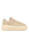 Hogan H-stripes Suede Platform Sneakers In Neutral