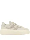 Hogan Platform Sneakers With Round Toe And Glitter In Neutral