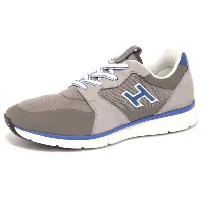 Pre-owned Hogan 4205q Sneaker Uomo  Sneaker H Flock Grigio/blu Grey Shoe Men