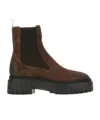 Hogan Chunky Sole Ankle Boots With Elastic Panels In Brown