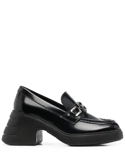 Hogan 70mm Chunky Leather Loafers In Black