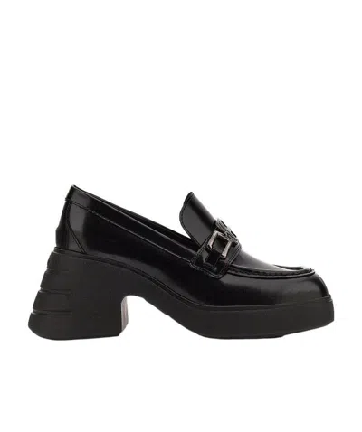 Hogan 70mm Chunky Leather Loafers In Black