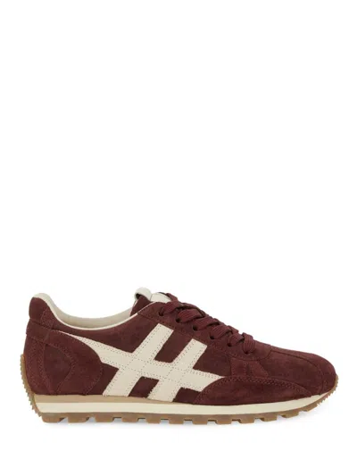 Hogan Mother Stretch Denim The Rambler Zip Heel Jeans In Burgundy