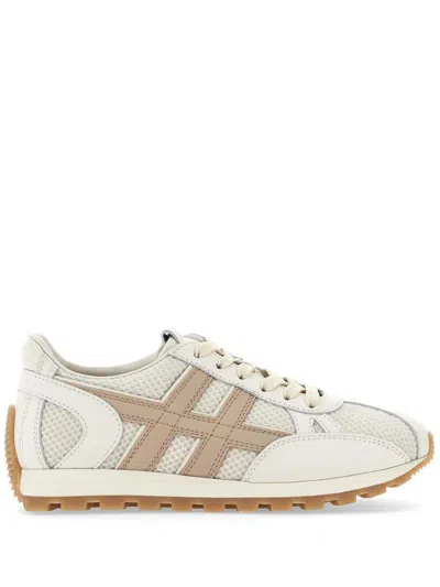 Hogan 86er Leather And Technical Fabric Sneakers Shoes In White
