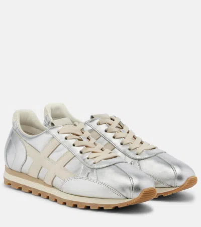 HOGAN 86ER METALLIC LEATHER SNEAKERS
