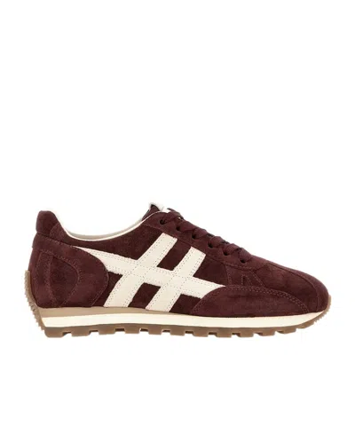 Hogan Mother Stretch Denim The Rambler Zip Heel Jeans In Burgundy