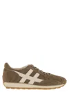 Hogan Soft Suede Sneakers With Contrasting Accents In Brown